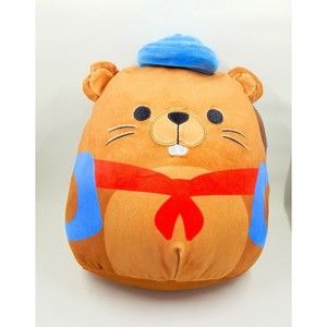 Squishmallow Chip The Beaver Plush Back To School Blue Backpack 8"